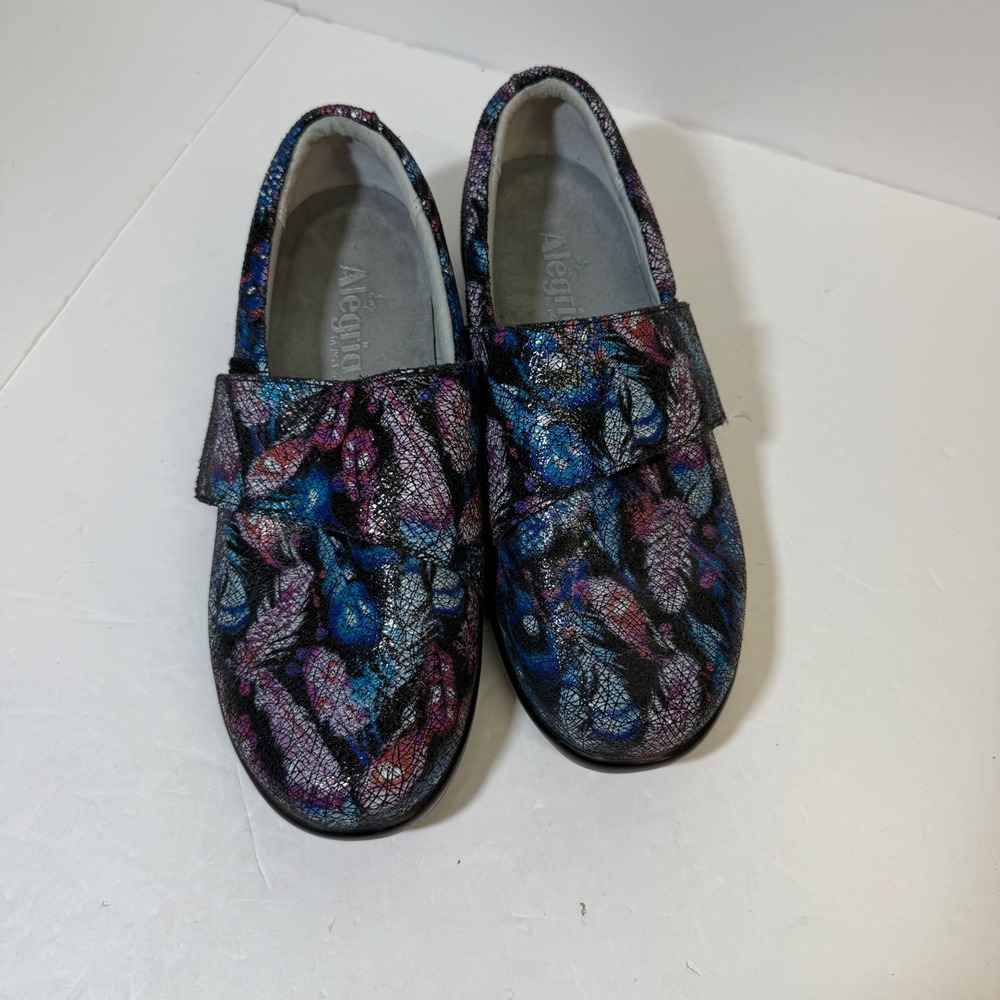 Alegria Laurel Multi-Color Metallic Butterfly Leather Slip On Shoes 38W LAU-885W